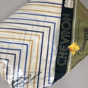 Vintage Chevron by Statepride No Iron Full Fitted Sheet 54x76 NOS Fortrel Cotton